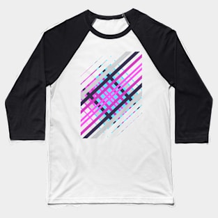 Geometric pattern stripes pink black Baseball T-Shirt